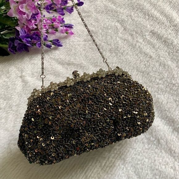 New Gorgeous Vintage Evening Bag With Sequins & Beads - Picture 3 of 11